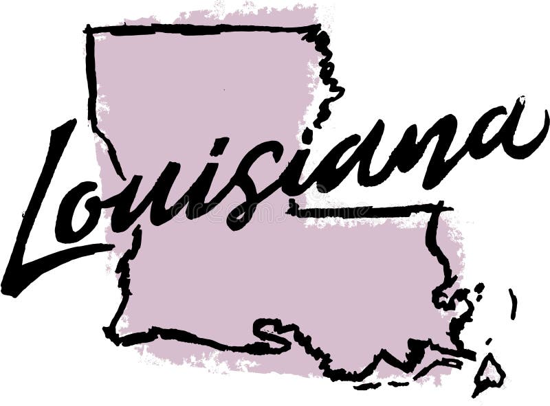 Schizzo disegnato a mano dello stato della Luisiana