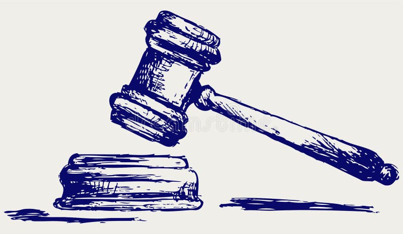Schiță judecător Gavel stock illustration