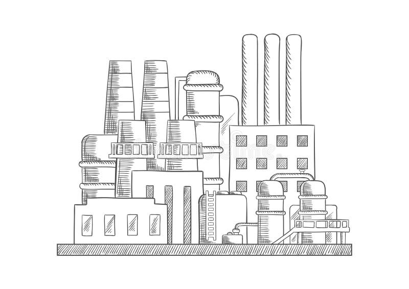 Schiță vectorială a rafinăriilor industriale vector illustration