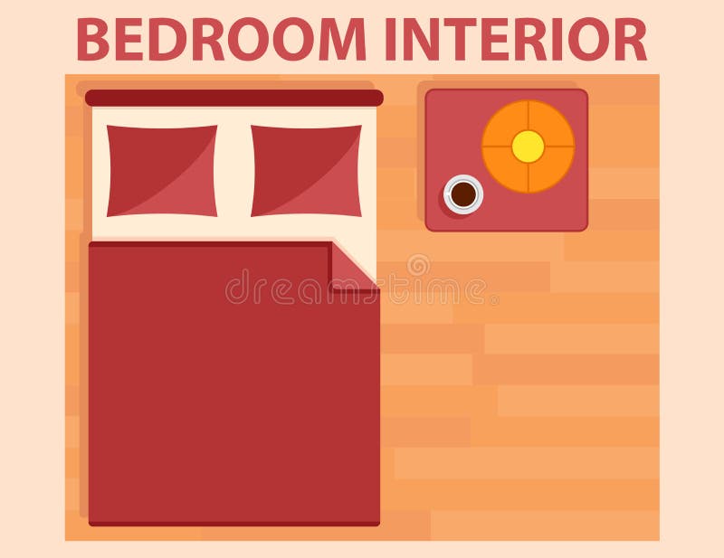 Schlafzimmerinnenikone auf flacher Entwurfsart