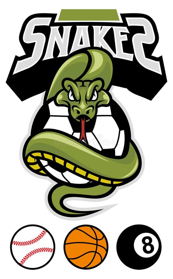 Eine Schlange hält einen Sportball vektor abbildung