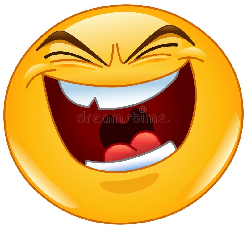 Vector design of an emoticon with evil laugh. Vector design of an emoticon with evil laugh