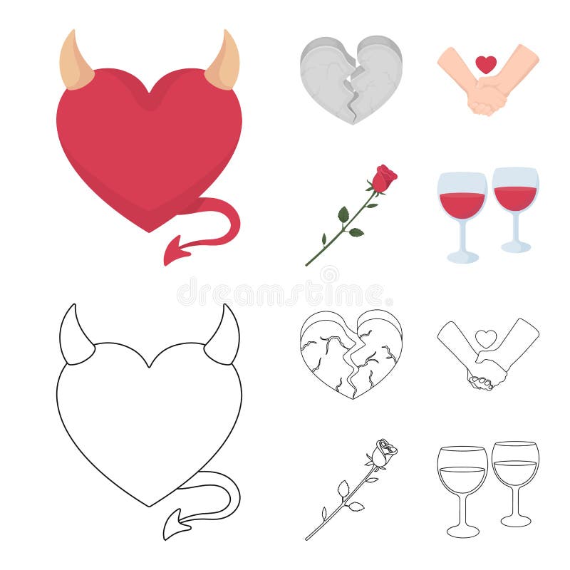 Schlechtes Herz, defektes Herz, Freundschaft, stieg Romantische Satzsammlungsikonen in der Karikatur, Entwurfsartvektor-Symbolvor lizenzfreie abbildung Schlechtes Herz, defektes Herz, Freundschaft, stieg Romantische Satzsammlungsikonen in der Karikatur, Entwurfsartvektor-Symbolvor lizenzfreie abbildung