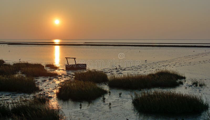 Schlickwatt, Deutscher Nordsee nahe Greetsiel, Deutschland lizenzfreie stockfotos Schlickwatt, Deutscher Nordsee nahe Greetsiel, Deutschland lizenzfreie stockfotos
