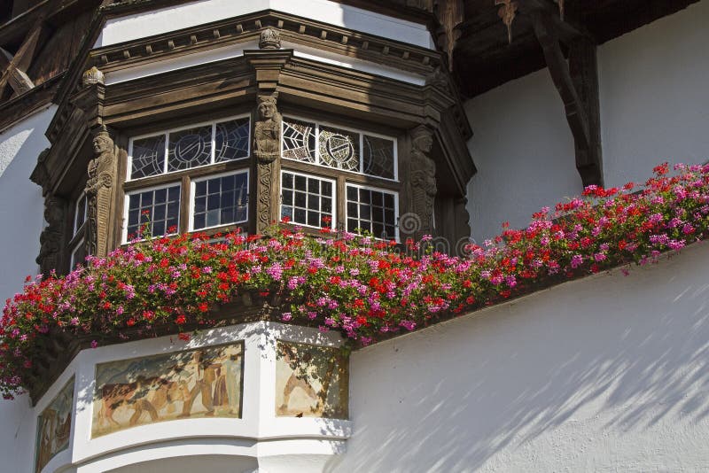 Λεπτομέρεια του Δημαρχείου σε Schliersee στοκ εικόνες