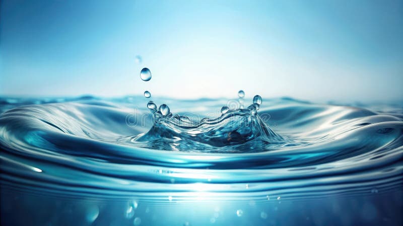 Schließen eines Wassertropfens, der eine unberührte Oberfläche berührt und einen faszinierenden Splash- und Rippeleffekt erzeugt. vektor abbildung