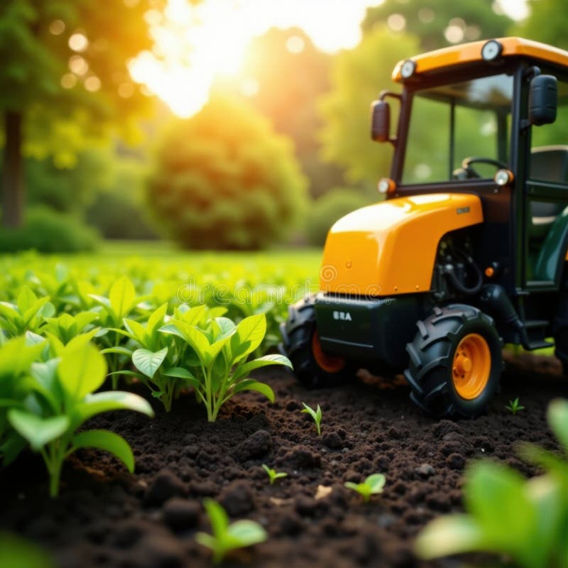 Schließen Sie den Roboter-Dünger-Applikator im Gartenspray robotisch an stock abbildung
