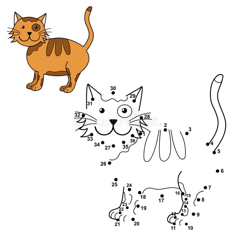 Schließen Sie die Punkte an, um die nette Katze zu zeichnen und sie zu färben vektor abbildung Schließen Sie die Punkte an, um die nette Katze zu zeichnen und sie zu färben vektor abbildung