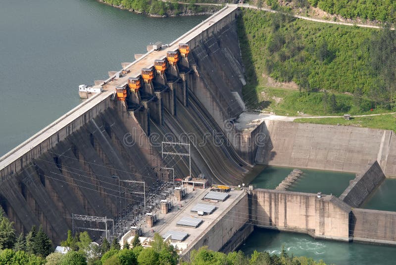 Close up image of a water barrier dam, river Drina, Serbia. Close up image of a water barrier dam, river Drina, Serbia