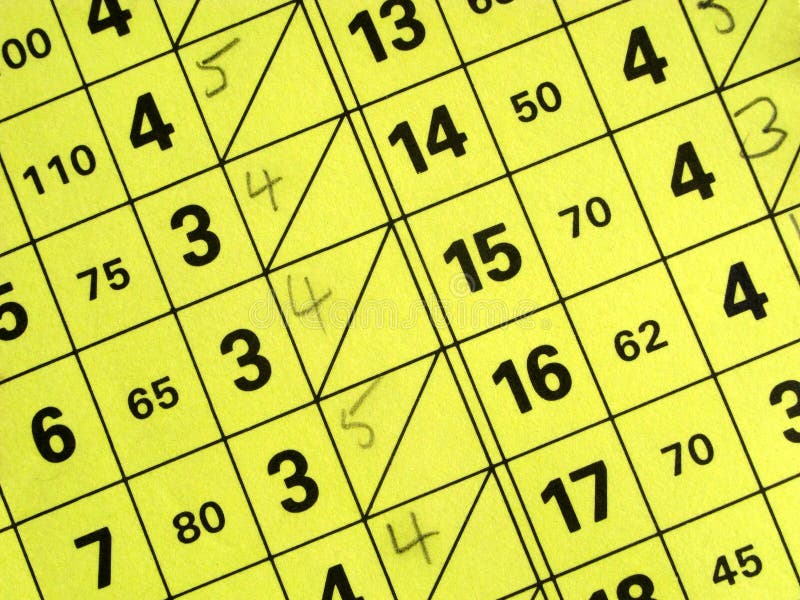 Close up of a yellow short golf course score card. Close up of a yellow short golf course score card.