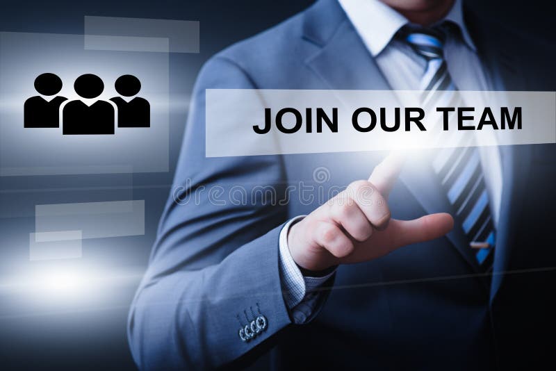 Schließen Sie sich unserem Team Job Search Career Recruitment Hiring-Geschäfts-Internet-Konzept an