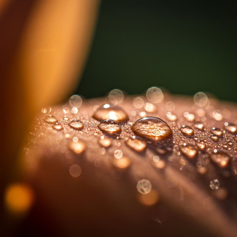 Schließen von Abtropfen auf eine Blütenblüte, die empfindliche Wassertropfen einfangen und in weicher Form glitzern stock abbildung