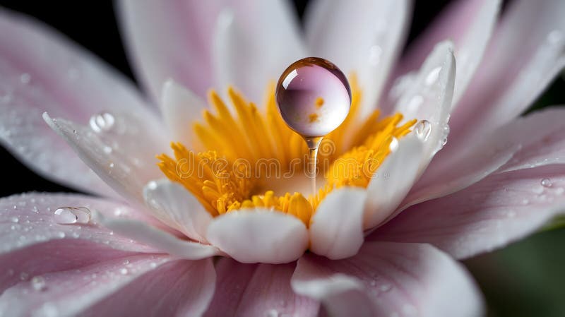 Schließung der rosa Wasserlilie mit Tröpfchenmakro lizenzfreie abbildung