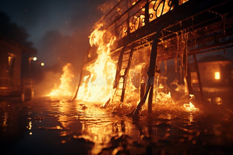 Schließung des Sprinklers inmitten einer Feuerblase lizenzfreie abbildung