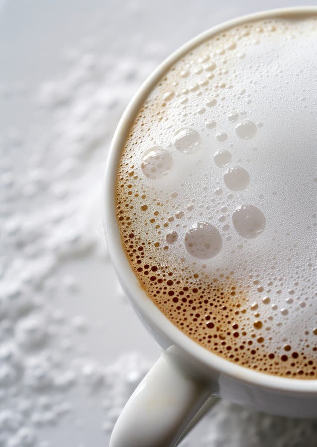 Schließung einer frisch gebrauten Tasse Cappuccino stock abbildung