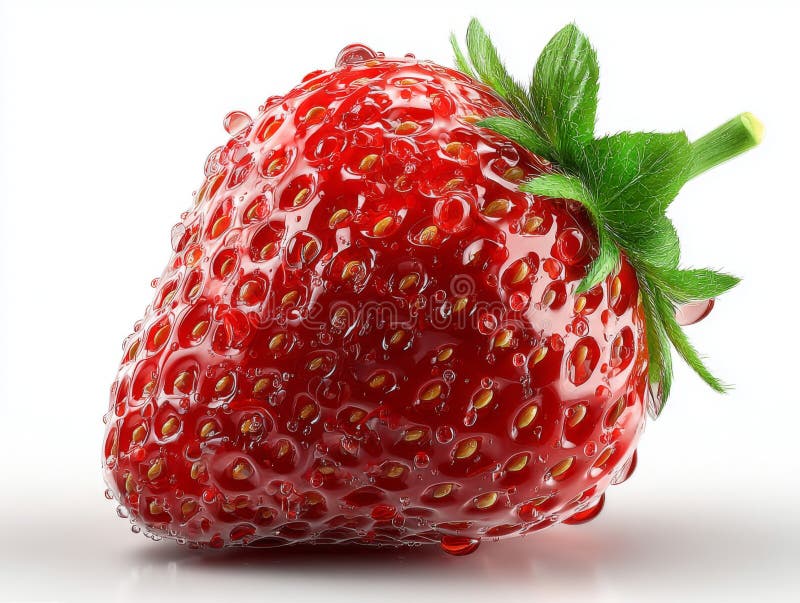 Schließung einer Rot-Juicy-Erdbeere im weißen Hintergrund vektor abbildung