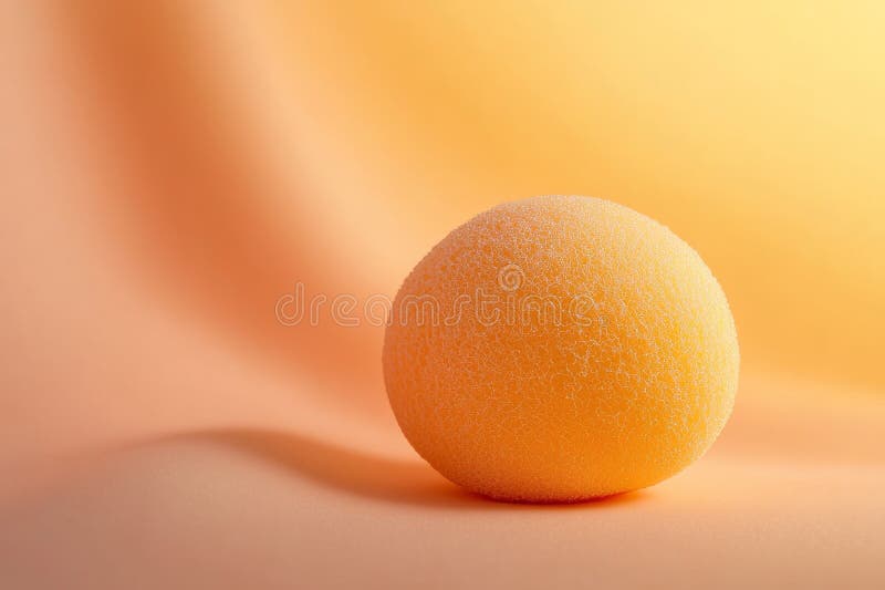 Schließung einer runden rosa Seife mit frischem Pfirsich auf einer weichen rosa Oberfläche stockfoto