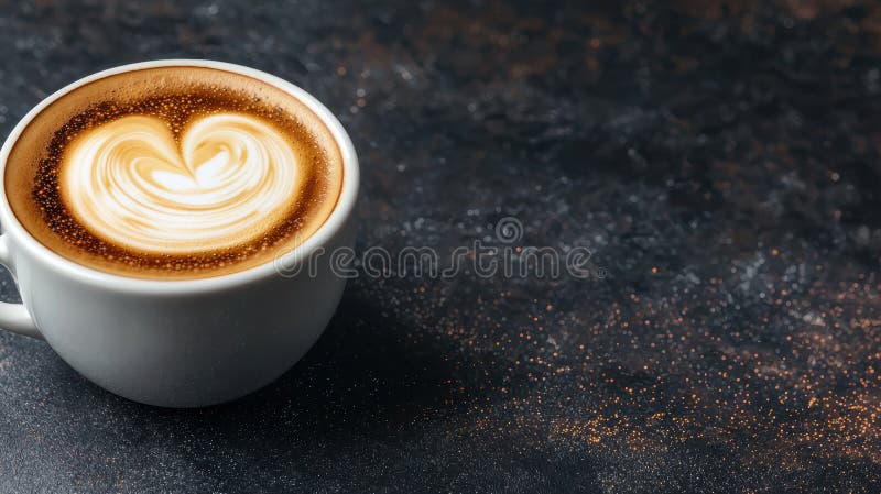 Schließung eines leckeren Kaffees aus Latte Art auf dunklem Hintergrund lizenzfreie abbildung