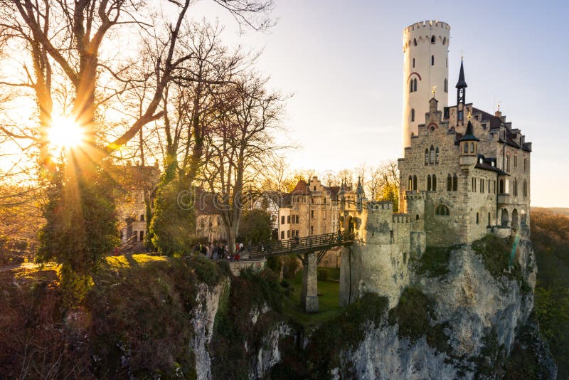 Schloss Lichtenstein kasztel Niemcy Baden-Wuerttemberg Szwabski A obrazy stock Schloss Lichtenstein kasztel Niemcy Baden-Wuerttemberg Szwabski A obrazy stock