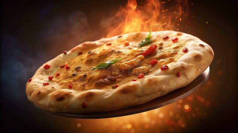 Schlüpfrige, hausgemachte Chili Knolic Naan Eine nächtliche Feier des geschmackvollen, frisch gebackenen Brotes stock abbildung