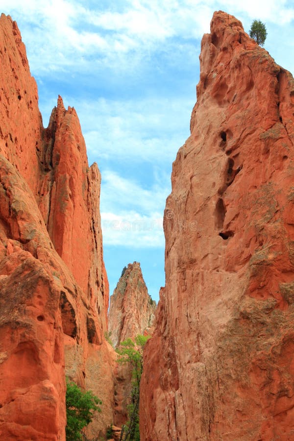 Narrow passage through brightly colored mountains in Garden of Gods, Colorado, USA. Narrow passage through brightly colored mountains in Garden of Gods, Colorado, USA