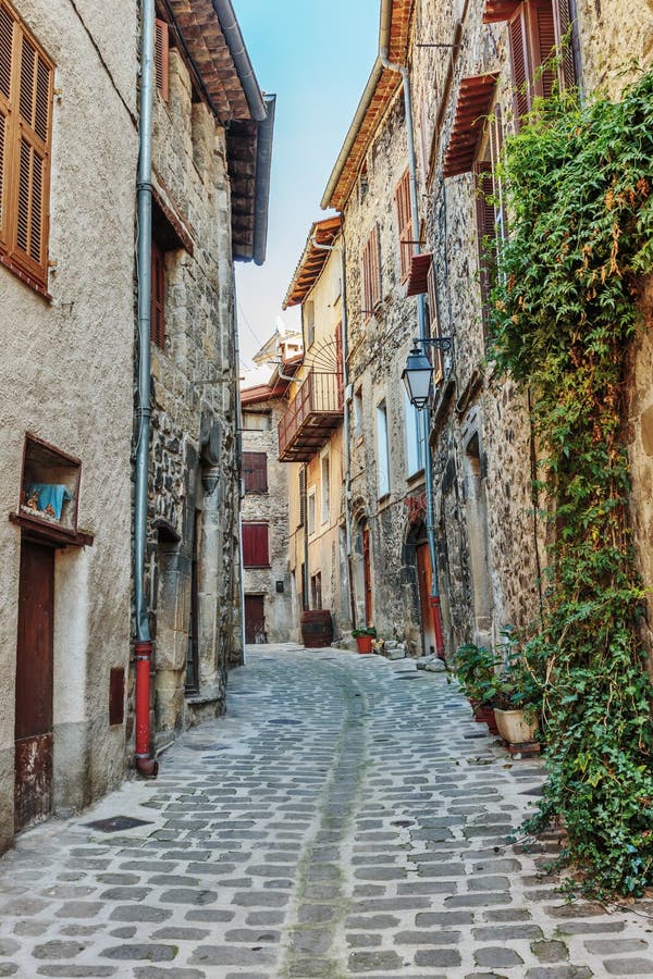 Narrow cobbled streets in the old village Lyuseram, France. Narrow cobbled streets in the old village Lyuseram, France