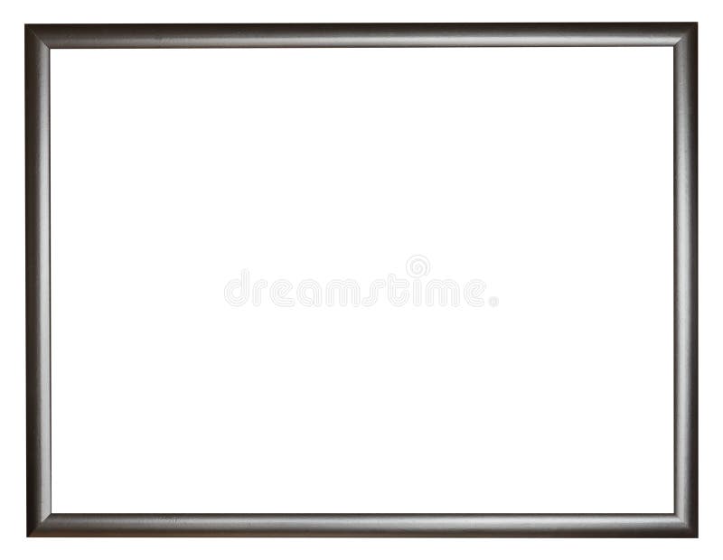 Narrow black simple flat wooden picture frame with cut out canvas isolated on white background. Narrow black simple flat wooden picture frame with cut out canvas isolated on white background