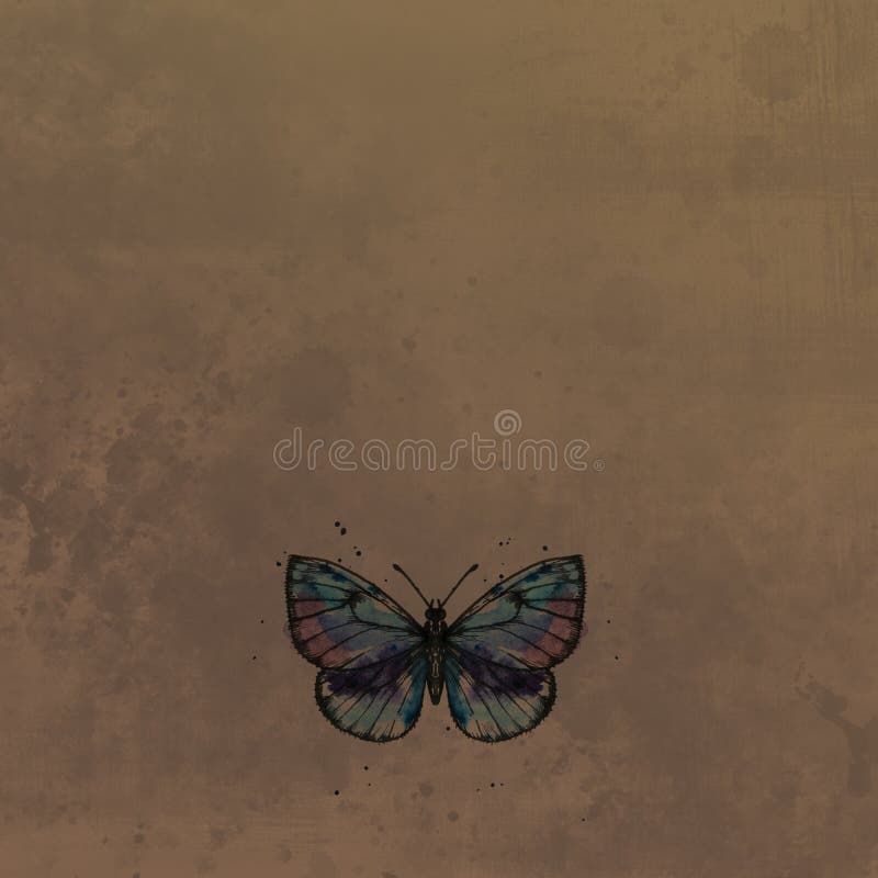 Schmetterling im Aquarell am Weinlesehintergrund lizenzfreie abbildung Schmetterling im Aquarell am Weinlesehintergrund lizenzfreie abbildung