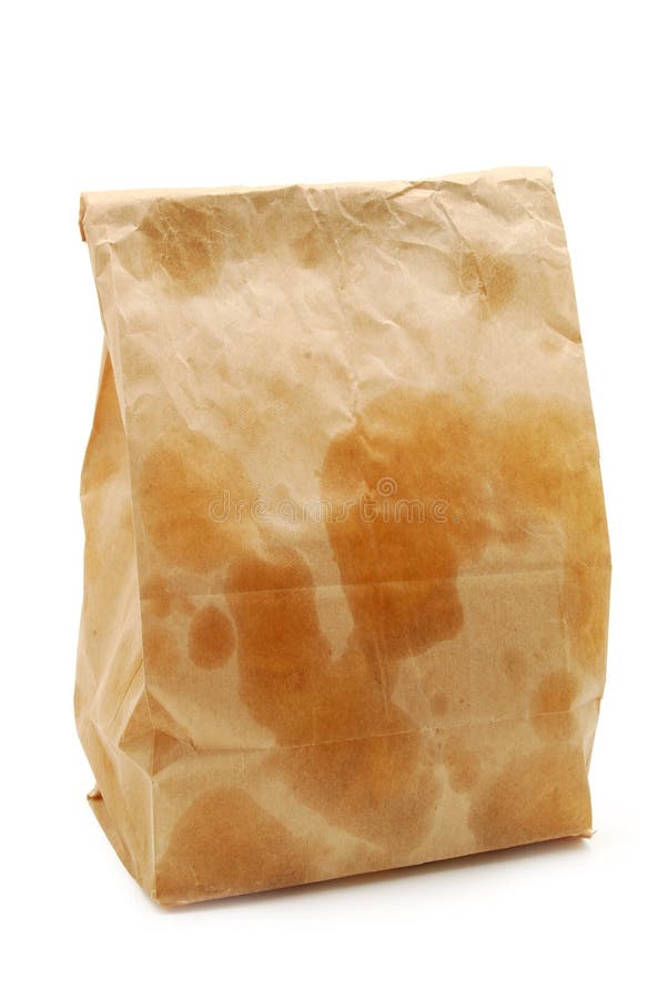 Brown paper bag with grease spots. Brown paper bag with grease spots