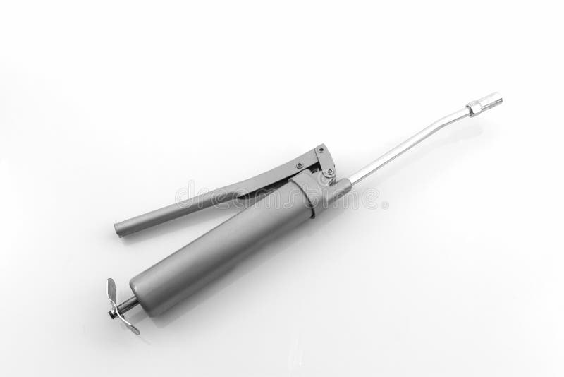 Grease gun for lubricant work or lubricant bearing on white background. Grease gun for lubricant work or lubricant bearing on white background.