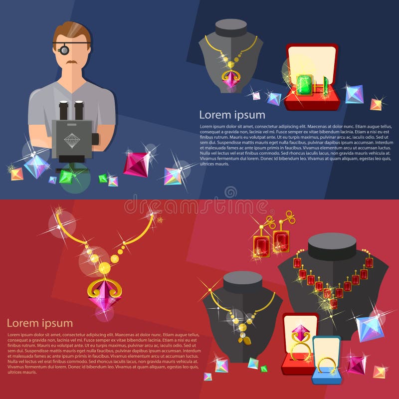 Schmuckfahnen: jewels Ohrringring-Edelsteinjuwelier bei der Arbeit stock abbildung Schmuckfahnen: jewels Ohrringring-Edelsteinjuwelier bei der Arbeit stock abbildung