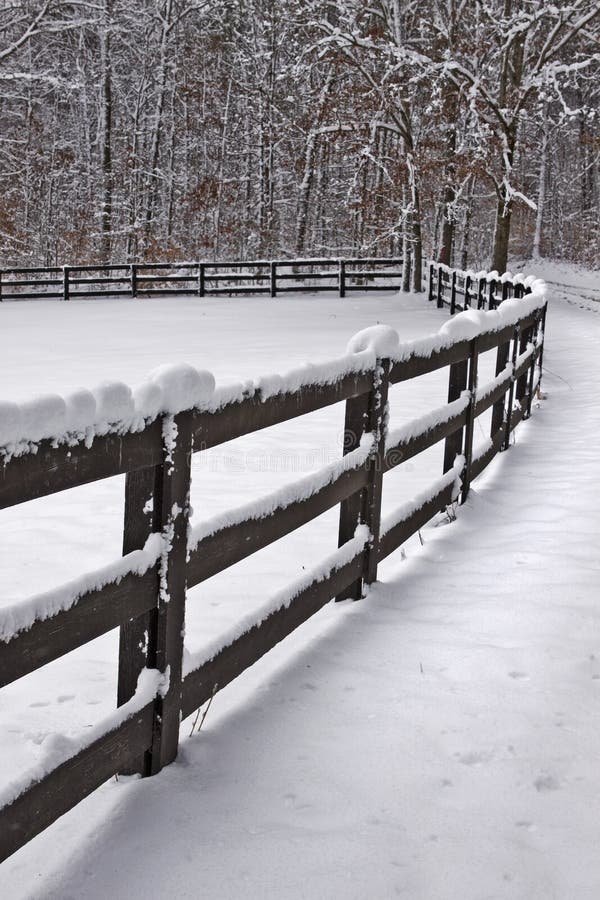 Schnee deckte Zaun ab stockbilder Schnee deckte Zaun ab stockbilder