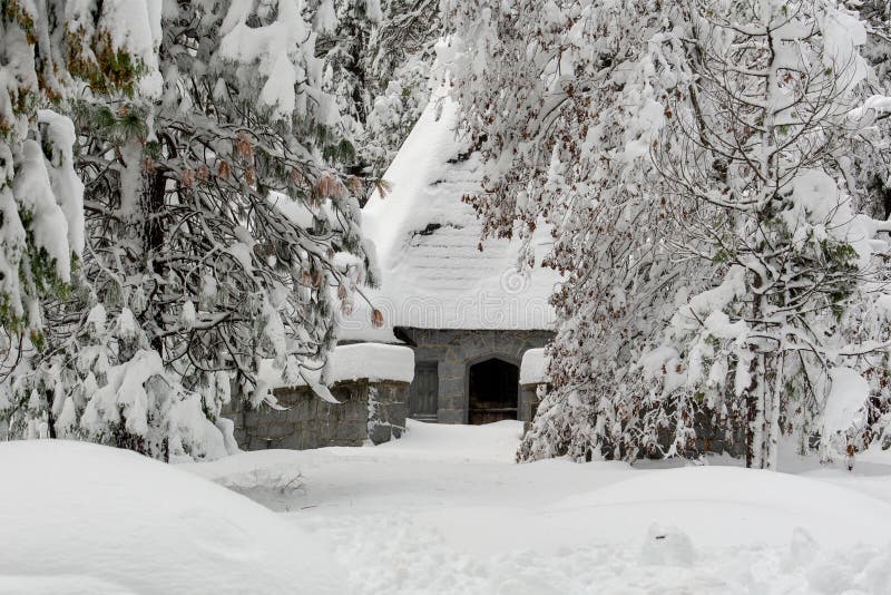 Schneebedeckte Landschaft in Yosemite stockfoto Schneebedeckte Landschaft in Yosemite stockfoto