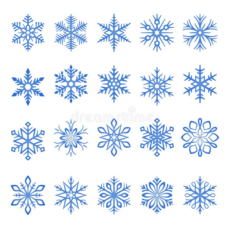 Schneeflocke blaue Linien-Symbole auf weißem Hintergrund vektor abbildung Schneeflocke blaue Linien-Symbole auf weißem Hintergrund vektor abbildung