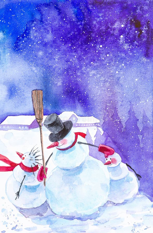 Zwei Nette Schneemanner Die In Einer Winter Weihnachtslandschaft Stehen Stockbild Bild Von Winter Landschaft 136689671