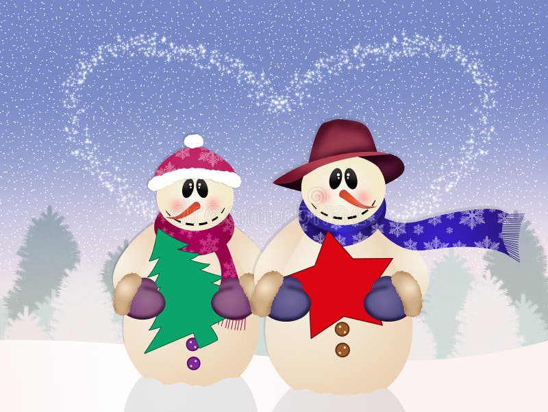 Schneemann in der Liebe stock abbildung. Illustration von paare 47640193
