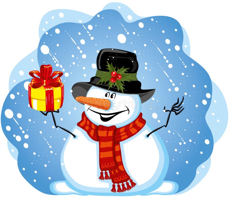 Snowman with gift for you. Snowman with gift for you