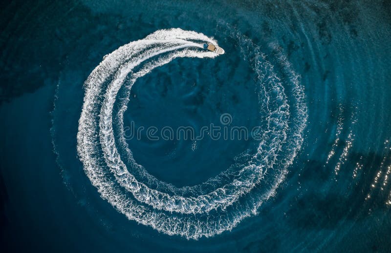 Schnellboot im Mittelmeer, Sicht auf die Luft stockfoto