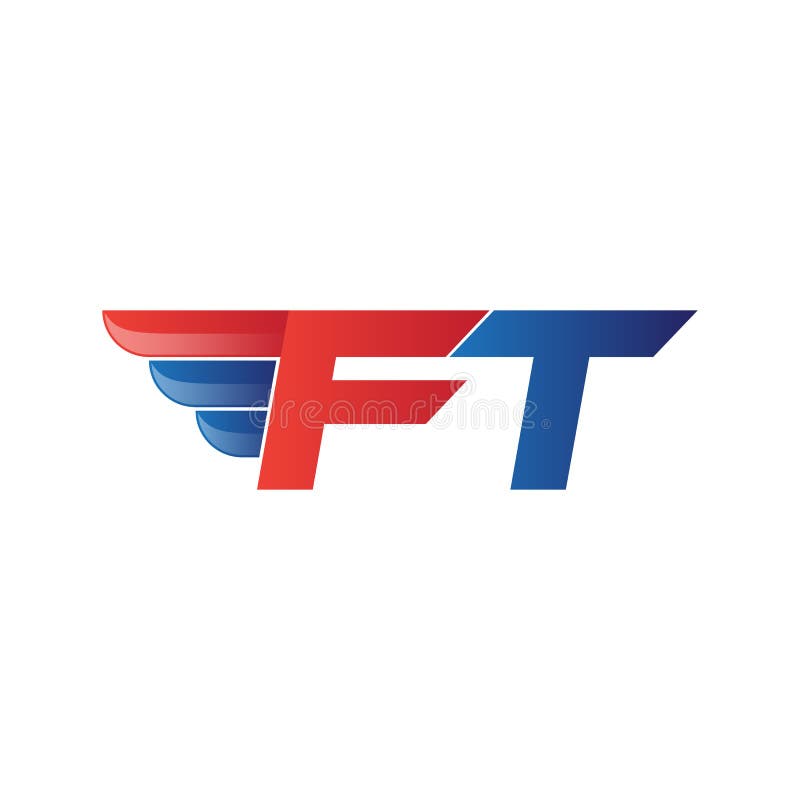 Schneller Anfangsbuchstabe FT-Logovektorflügel