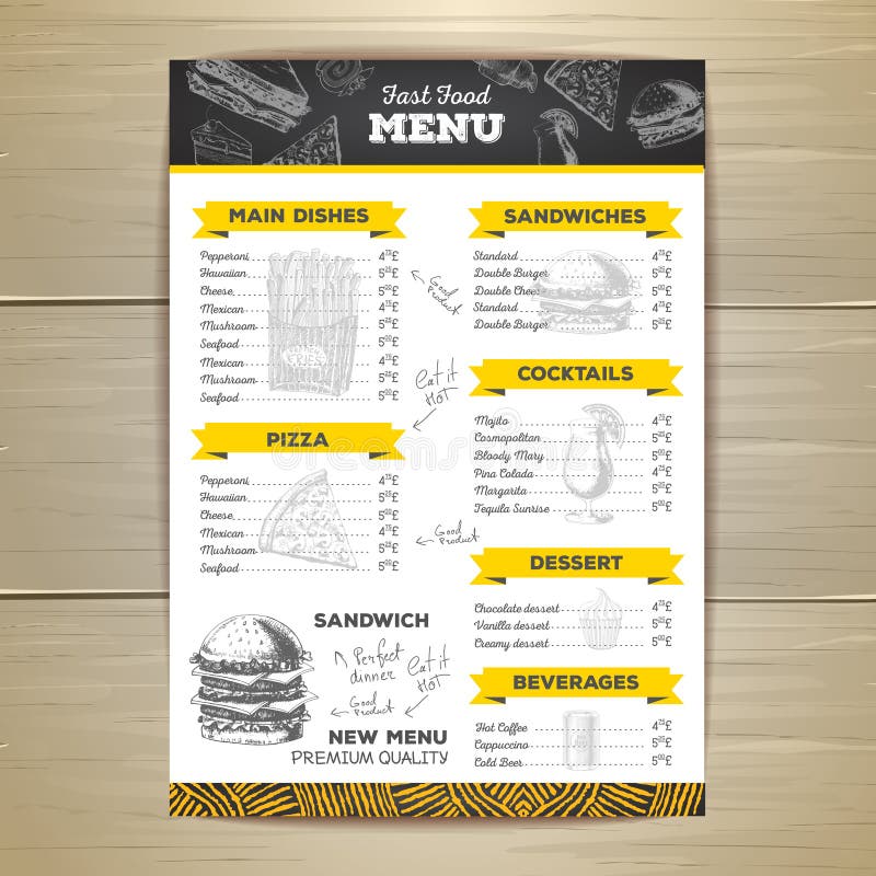 Vintage chalk drawing fast food menu design. Corporate identity. Vintage chalk drawing fast food menu design. Corporate identity