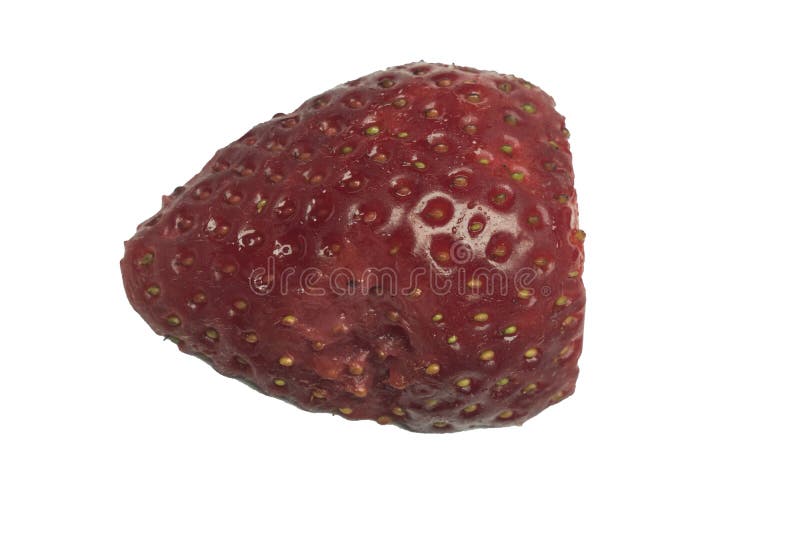 Schnitterdbeerscheiben-Oberflächenabschluß auf Makro isoliert lizenzfreies stockfoto