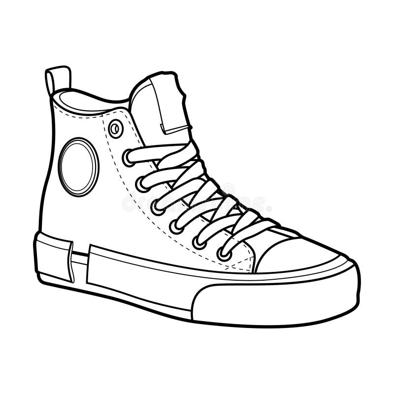 Shoe Line Drawing. Shoe sneaker outline drawing vector, black line sneaker. vector Illustration. Shoe Line Drawing. Shoe sneaker outline drawing vector, black line sneaker. vector Illustration.