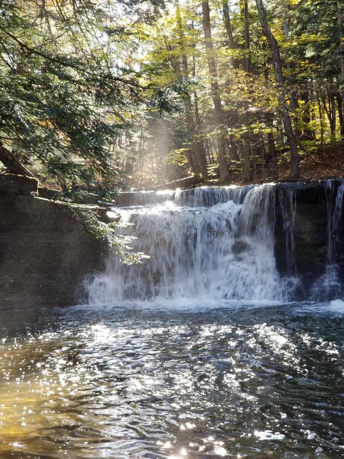 Schoharie Creek Nature Preserve and Waterfalls Stock Photo Image of