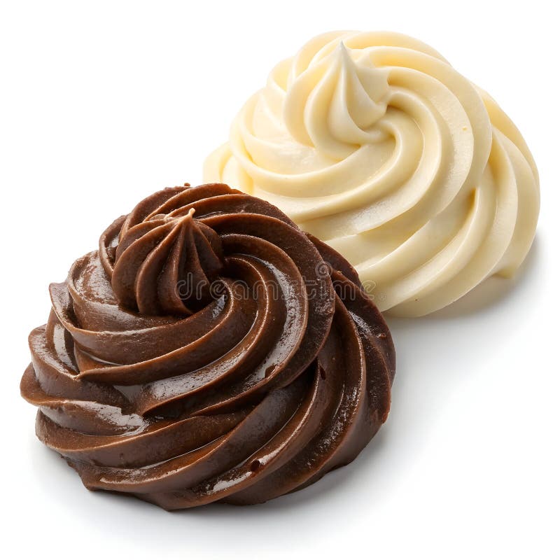 Schokolade und Vanilla Cream Swirbel isoliert auf weißem Hintergrund lizenzfreie abbildung