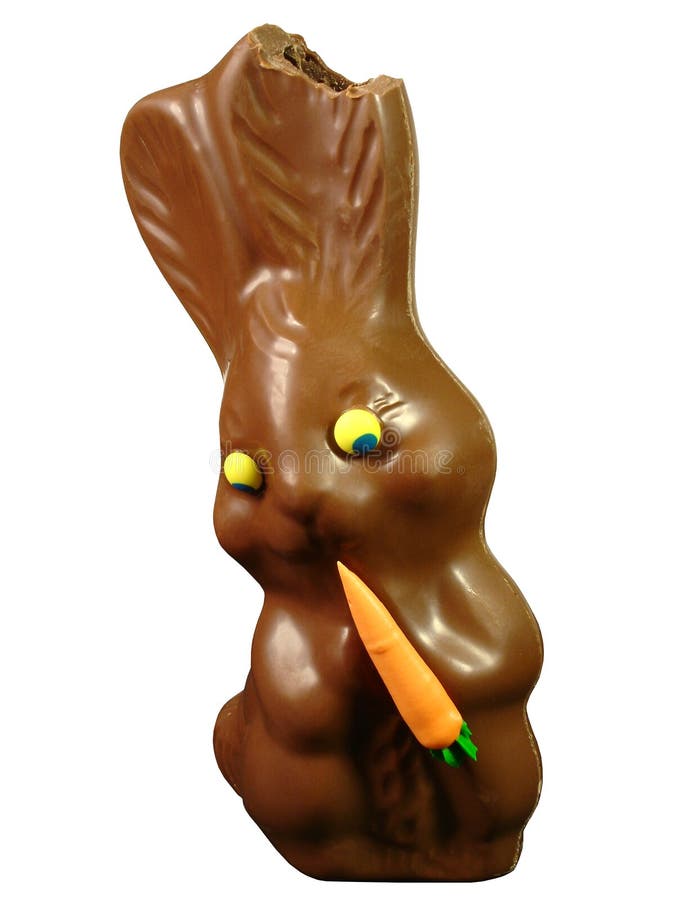 Schokoladen-Osterhase mit Bissen stockbild