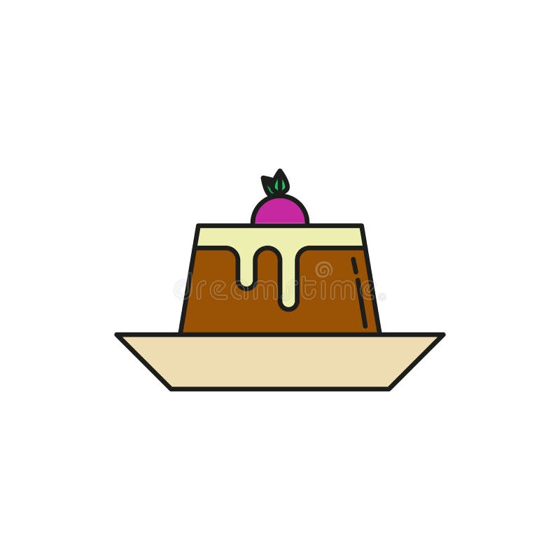 Schokoladen-Pudding-Lebensmittel-dünne Linie Ikonen-Illustration lizenzfreie abbildung Schokoladen-Pudding-Lebensmittel-dünne Linie Ikonen-Illustration lizenzfreie abbildung