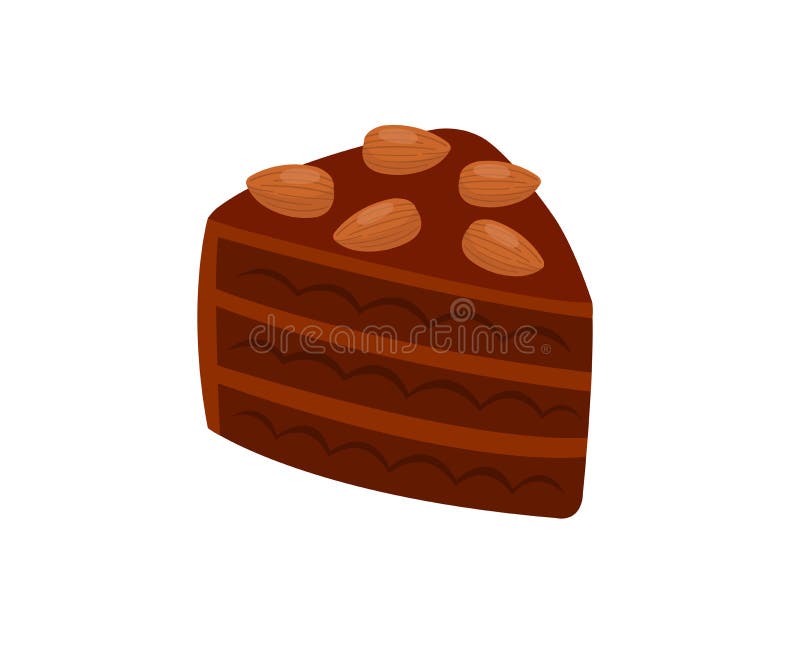 Schokoladenkuchen mit der Mandel lokalisiert auf weißem Hintergrund stock abbildung Schokoladenkuchen mit der Mandel lokalisiert auf weißem Hintergrund stock abbildung
