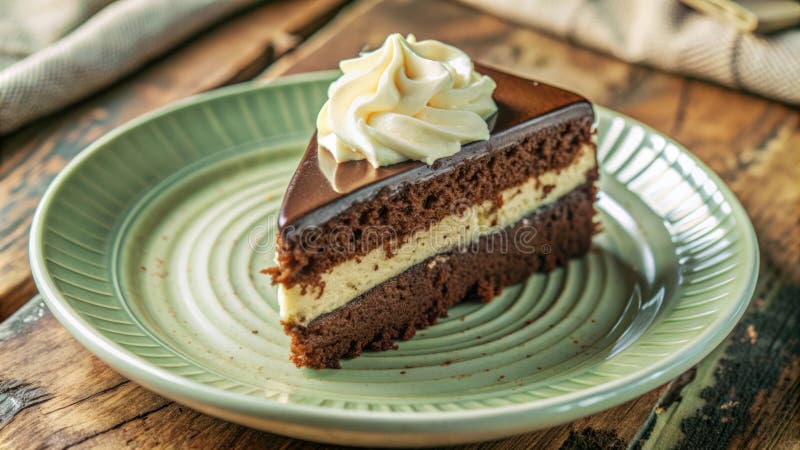 Schokoladenkuchen mit zarter Vanillecreme lizenzfreie abbildung