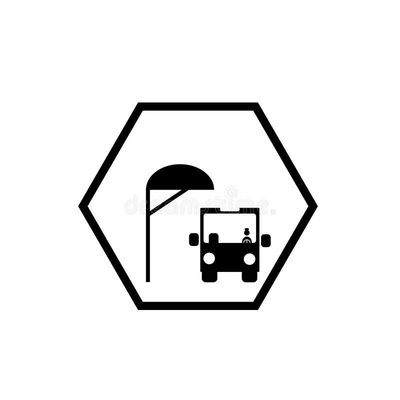 Scholar Bus Stop Icon Vector Isolated On White Background