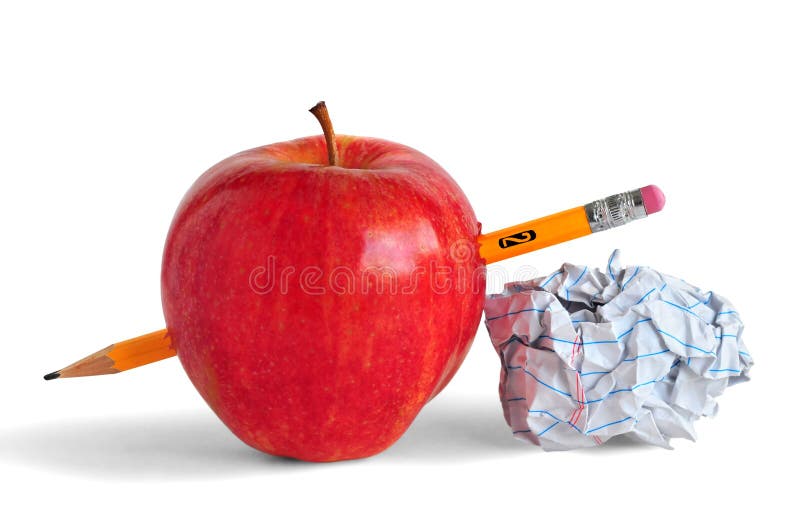 Ceruzka, papier a apple zastupujú vzdelávania alebo v škole.